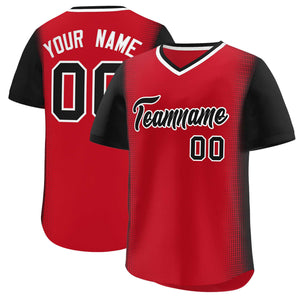 Custom Red Black Personalized Raglan Sleeves Authentic Baseball Jersey