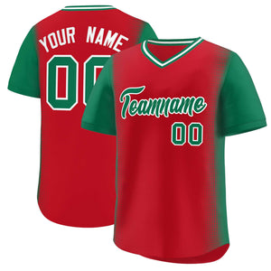 Custom Red Kelly Green Personalized Raglan Sleeves Authentic Baseball Jersey