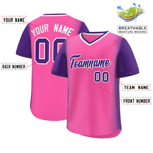 Custom Pink Purple Personalized Raglan Sleeves Authentic Baseball Jersey