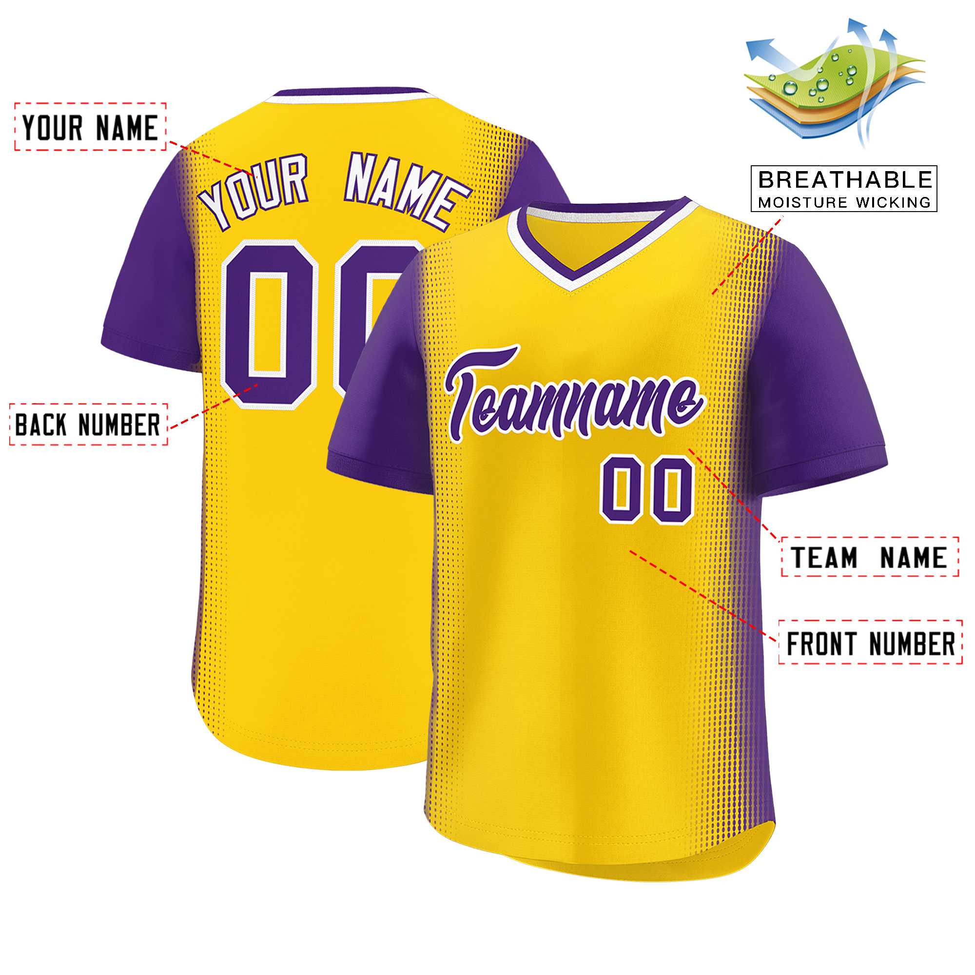 Custom Gold Purple Personalized Raglan Sleeves Authentic Baseball Jersey