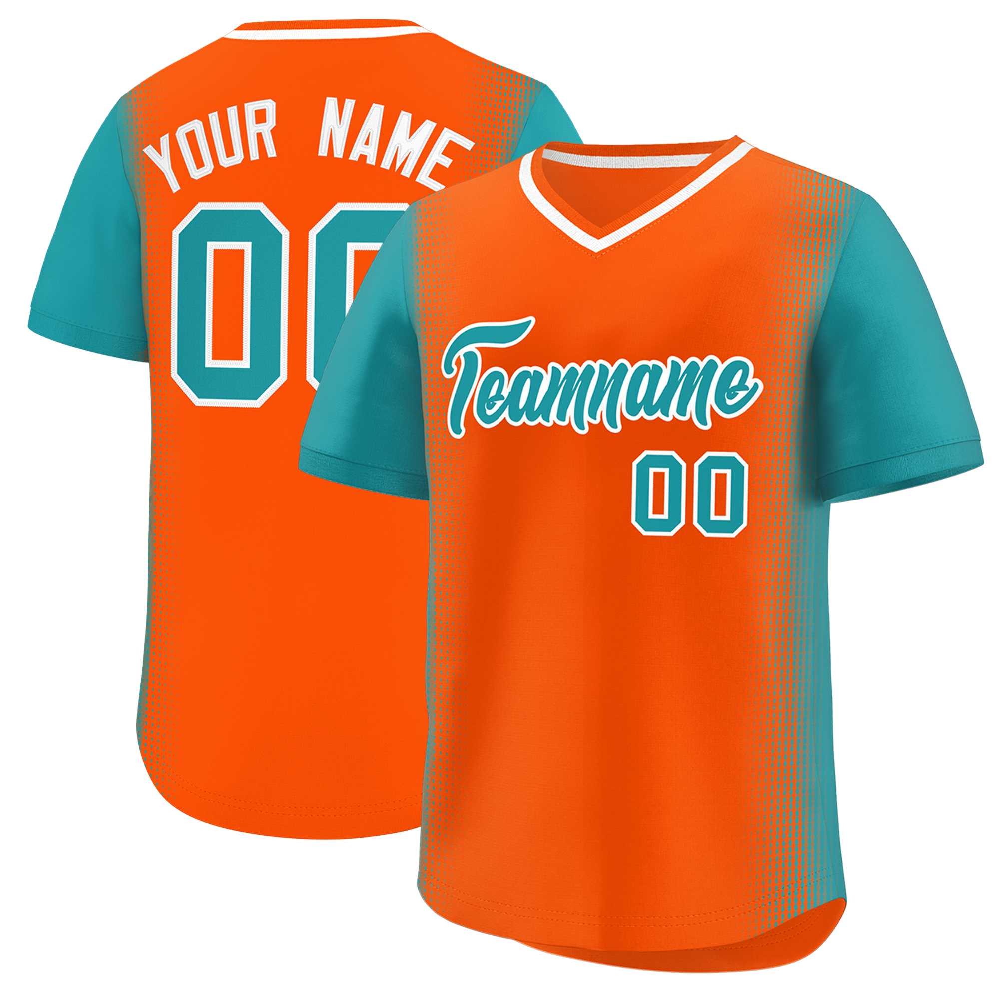 Custom Orange Aqua Personalized Raglan Sleeves Authentic Baseball Jersey