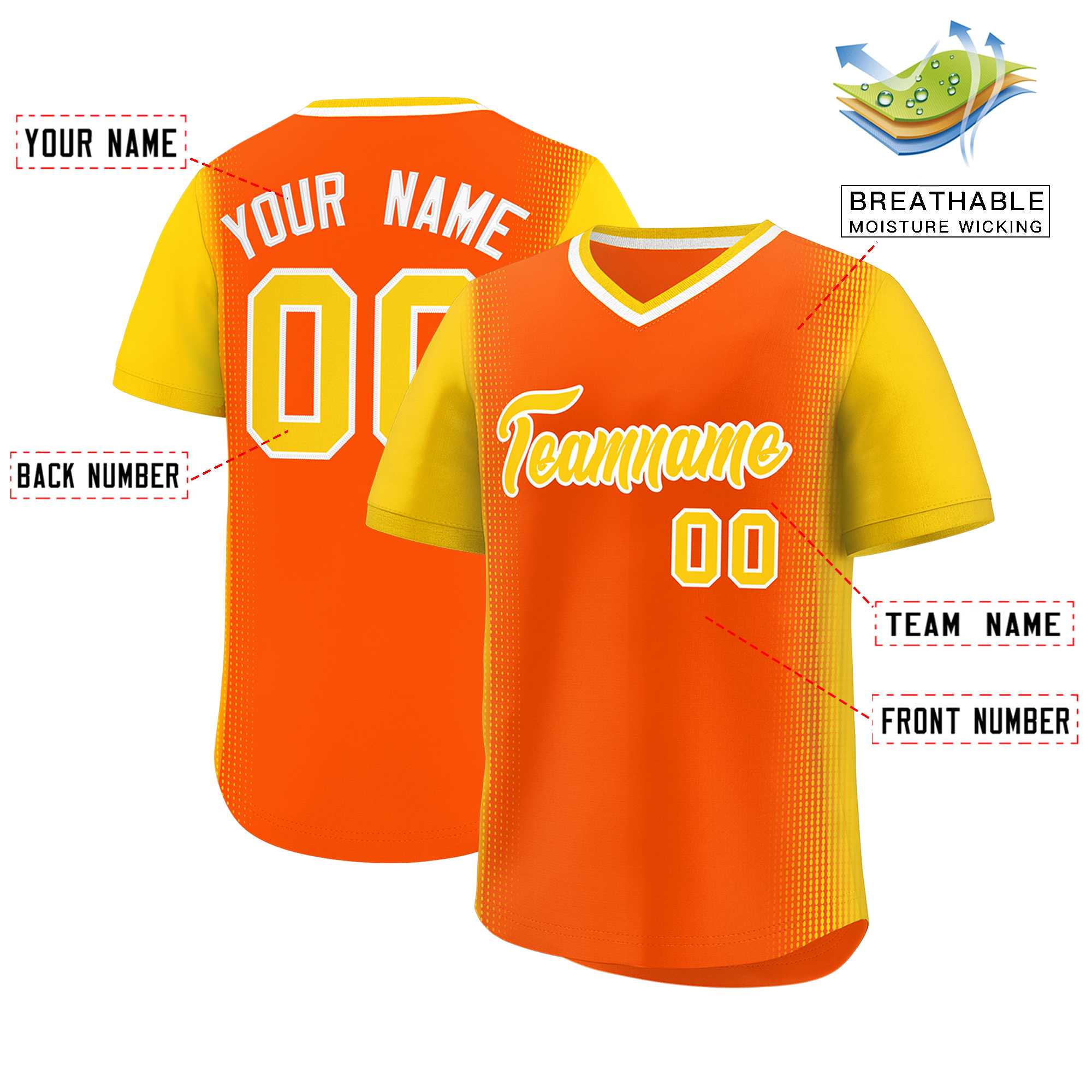 Custom Orange Gold Personalized Raglan Sleeves Authentic Baseball Jersey