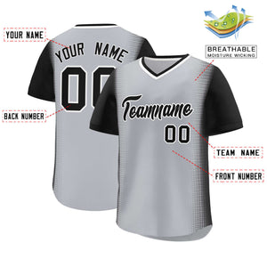 Custom Gray Black Personalized Raglan Sleeves Authentic Baseball Jersey