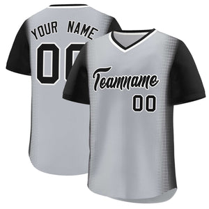 Custom Gray Black Personalized Raglan Sleeves Authentic Baseball Jersey