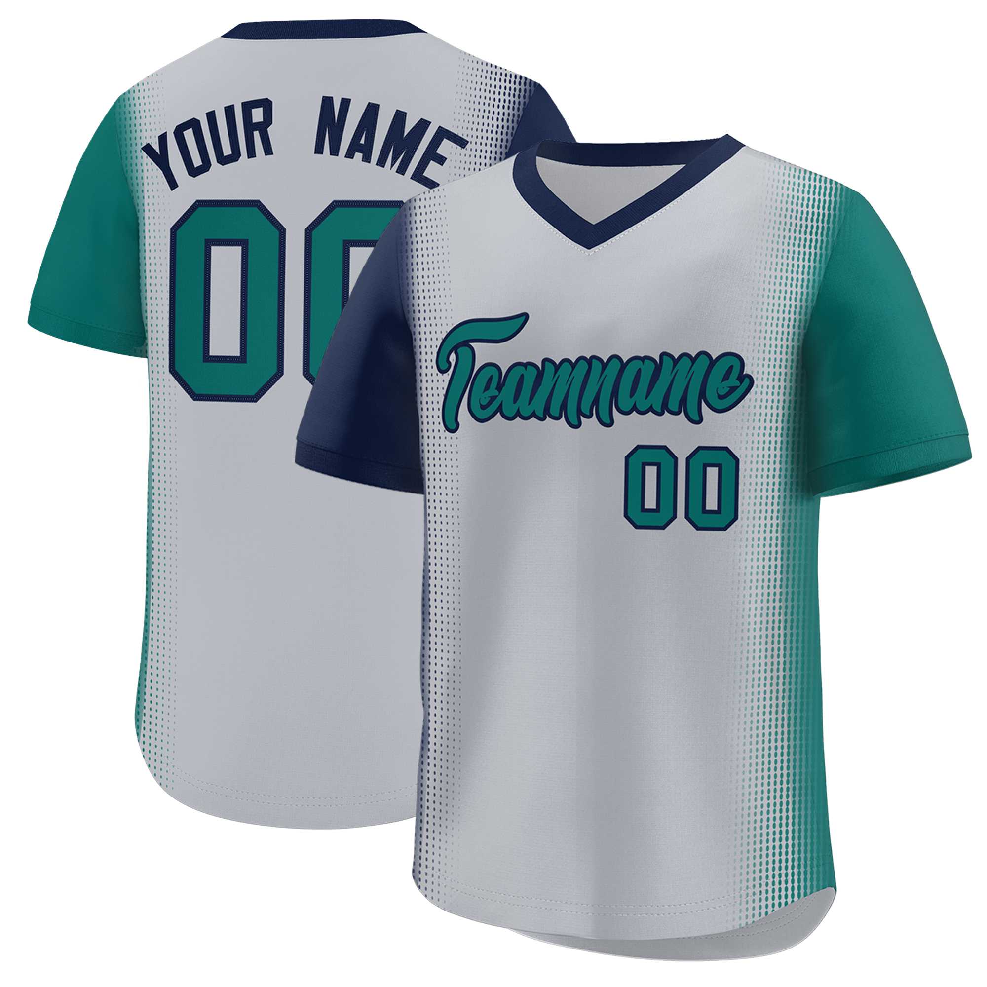 Custom Gray Navy-Aqua Personalized Raglan Sleeves Authentic Baseball Jersey