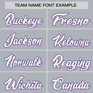 Custom Gray Purple Personalized Raglan Sleeves Authentic Baseball Jersey