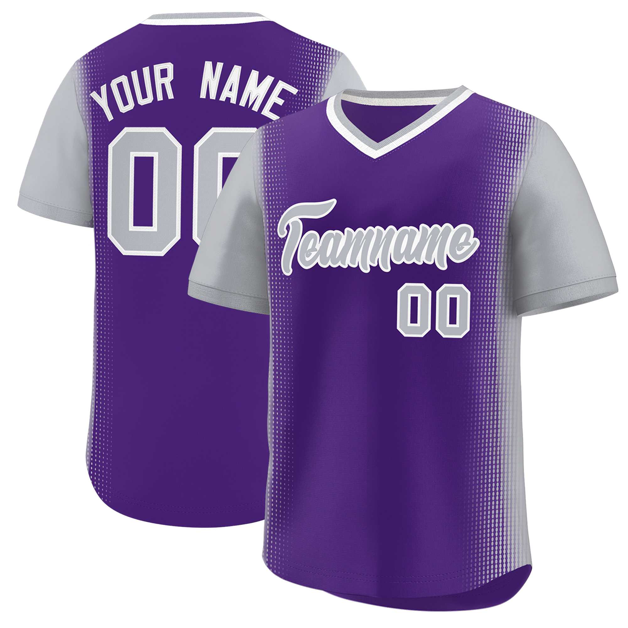 Custom Purple Gray Personalized Raglan Sleeves Authentic Baseball Jersey