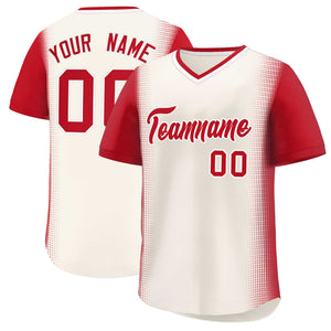 Custom Cream Red Personalized Raglan Sleeves Authentic Baseball Jersey