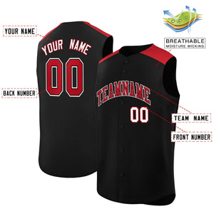 Custom Black Red Personalized Classic Authentic Sleeveless Baseball Jersey