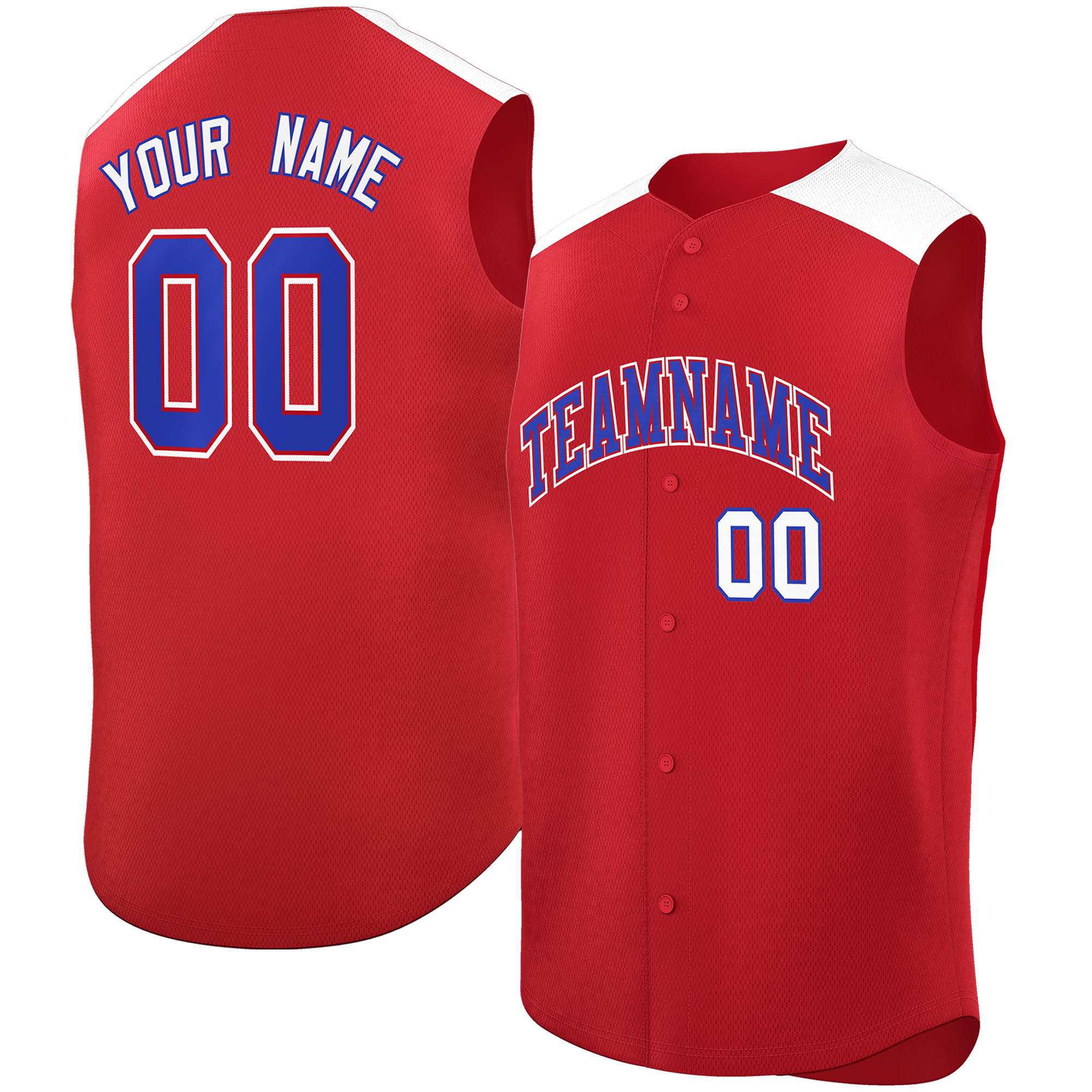 Custom Red White Personalized Classic Authentic Sleeveless Baseball Jersey