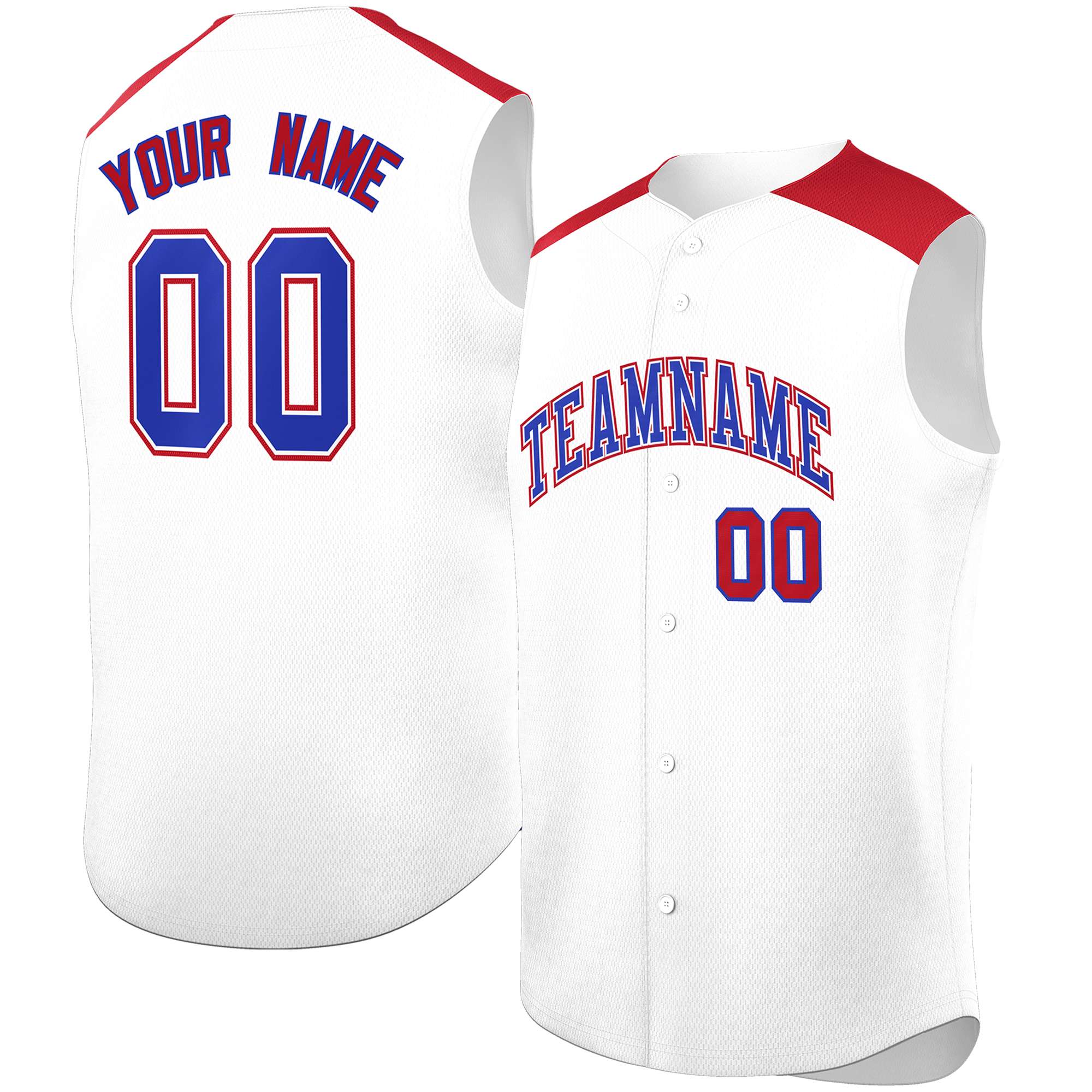 Custom White Red Personalized Classic Authentic Sleeveless Baseball Jersey