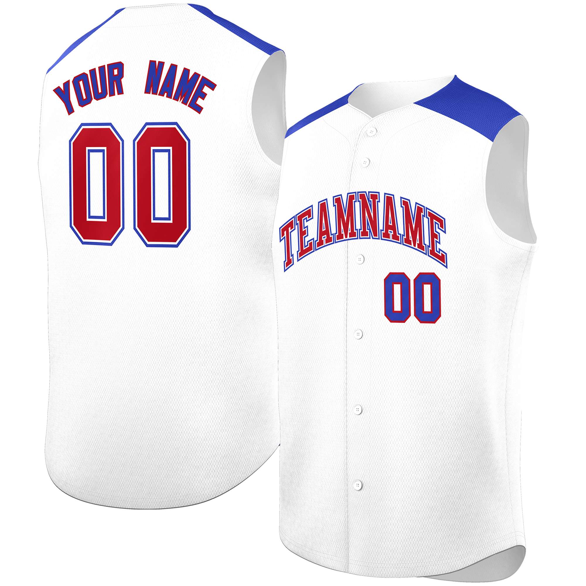 Custom White Royal Personalized Classic Authentic Sleeveless Baseball Jersey