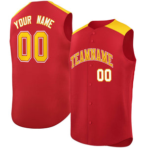 Custom Red Gold Personalized Classic Authentic Sleeveless Baseball Jersey