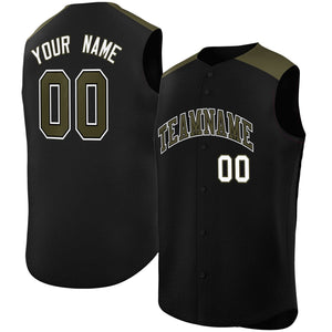 Custom Black Olive Personalized Classic Authentic Sleeveless Baseball Jersey