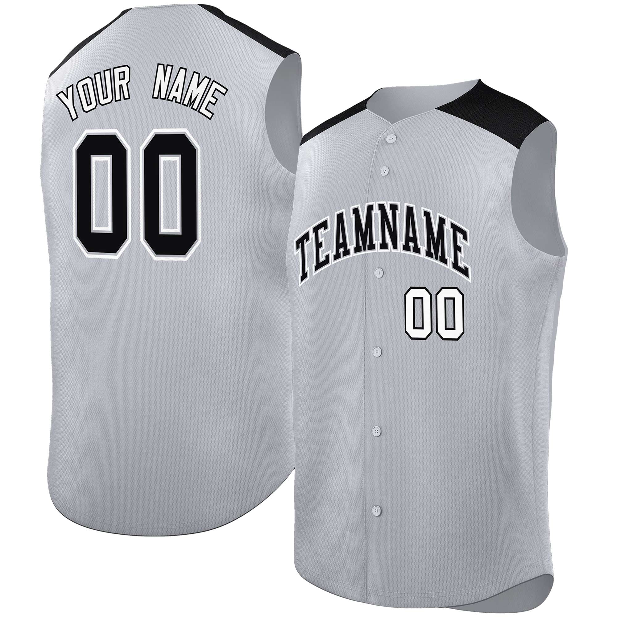 Custom Gray Black Personalized Classic Authentic Sleeveless Baseball Jersey