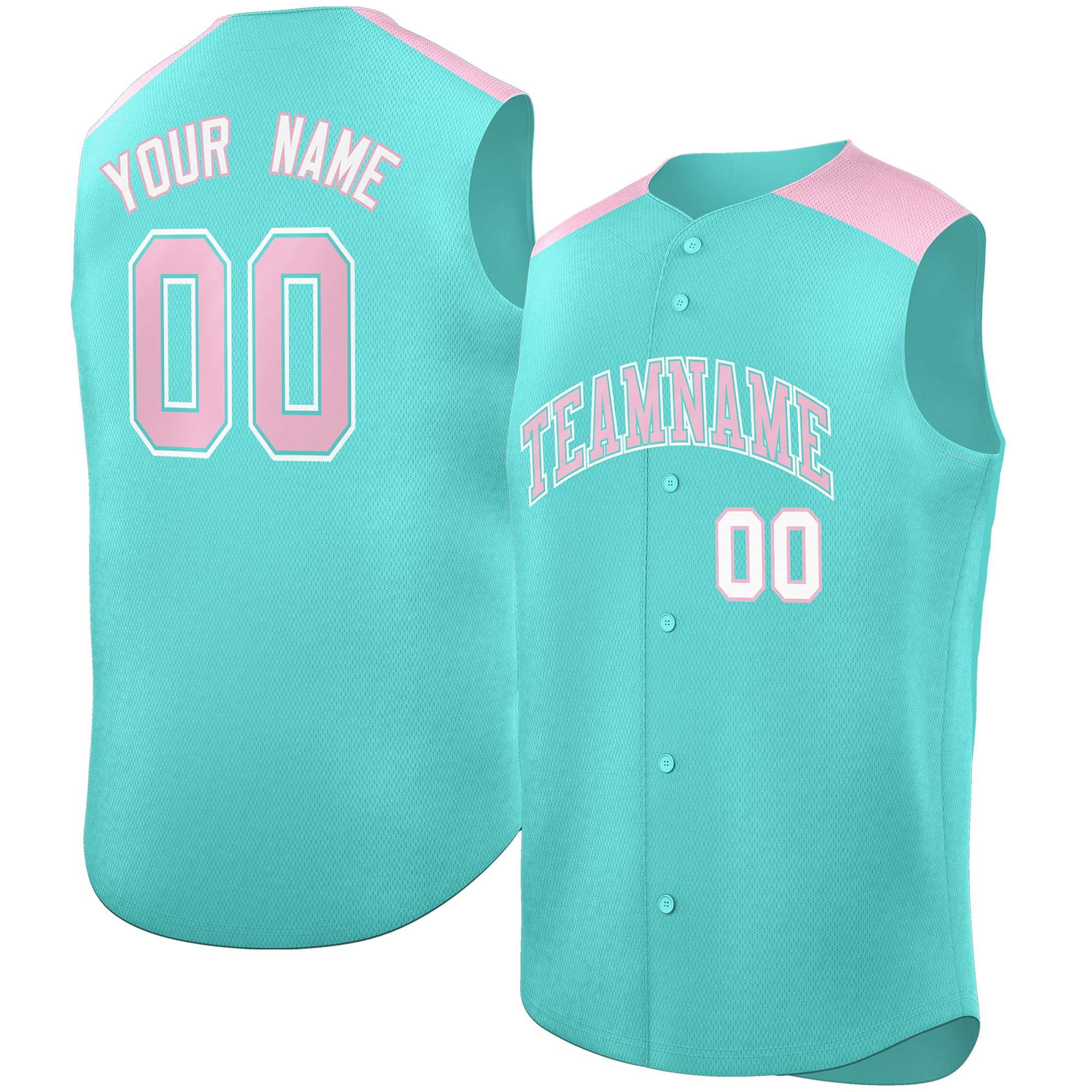 Custom Bright Green Light Pink Personalized Classic Authentic Sleeveless Baseball Jersey