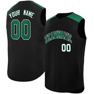 Custom Black Kelly Green Personalized Classic Authentic Sleeveless Baseball Jersey