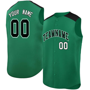 Custom Kelly Green Black Personalized Classic Authentic Sleeveless Baseball Jersey