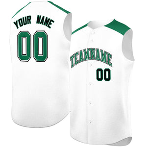 Custom White Kelly Green Personalized Classic Authentic Sleeveless Baseball Jersey