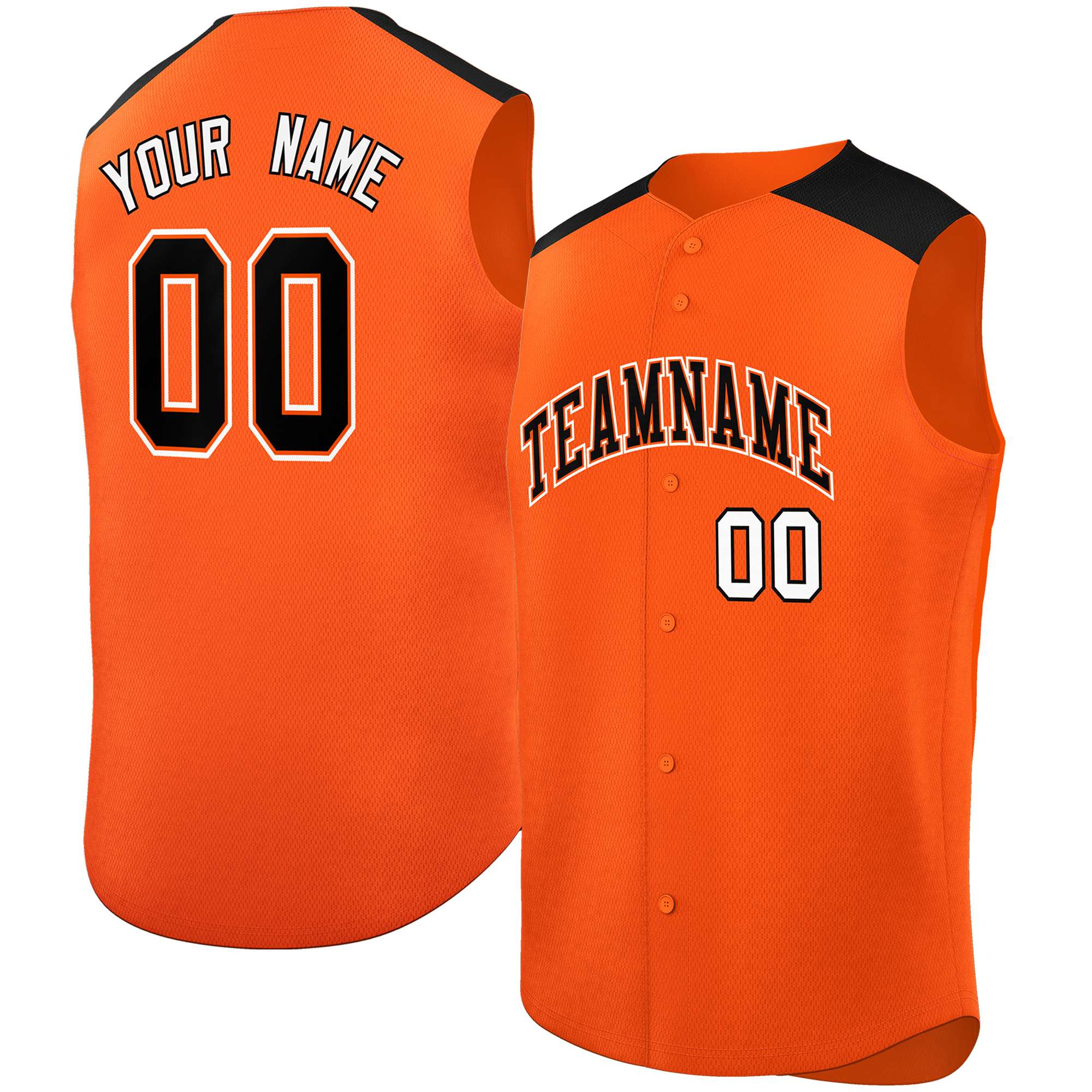 Custom Orange Black Personalized Classic Authentic Sleeveless Baseball Jersey