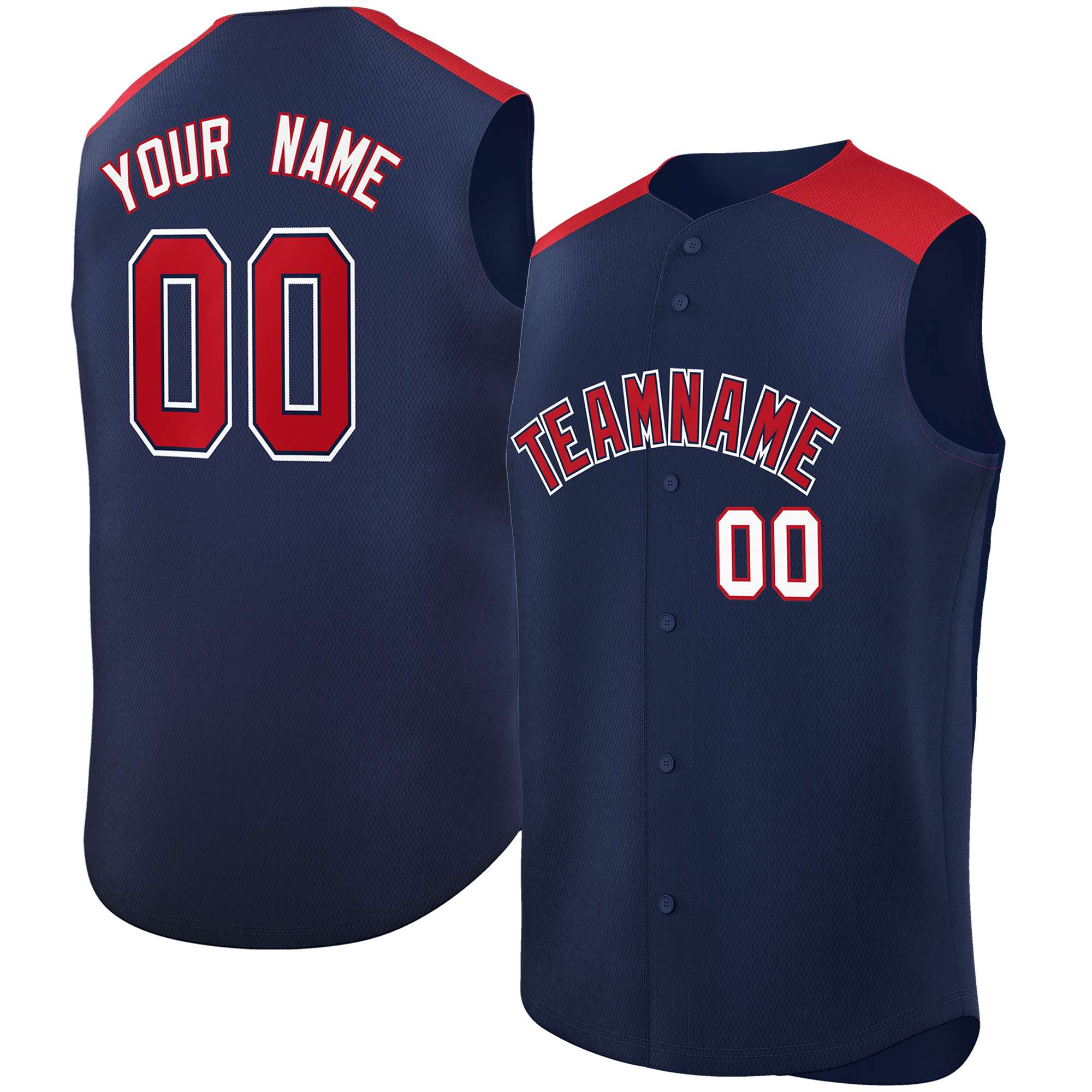 Custom Navy Red Personalized Classic Authentic Sleeveless Baseball Jersey