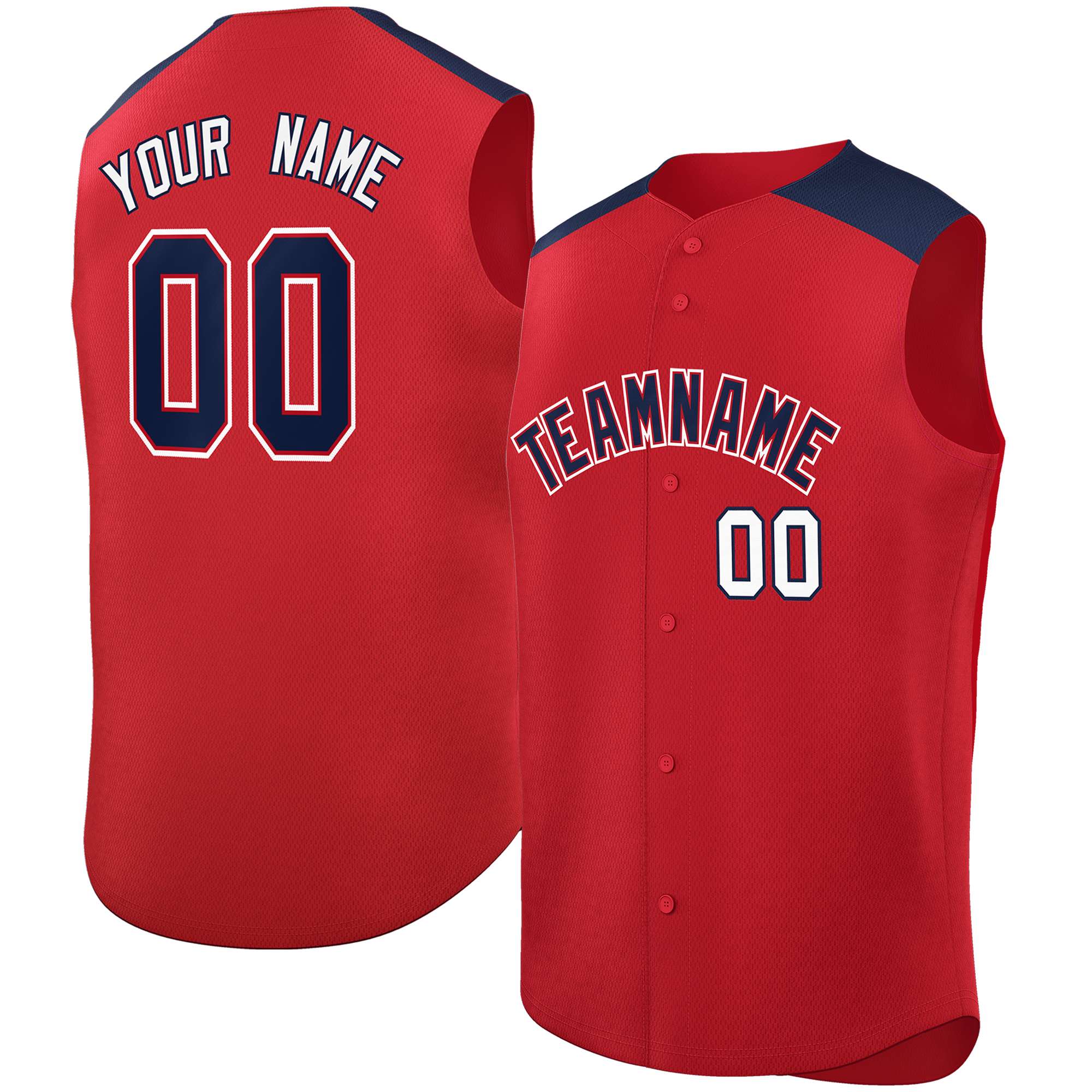 Custom Red Navy Personalized Classic Authentic Sleeveless Baseball Jersey