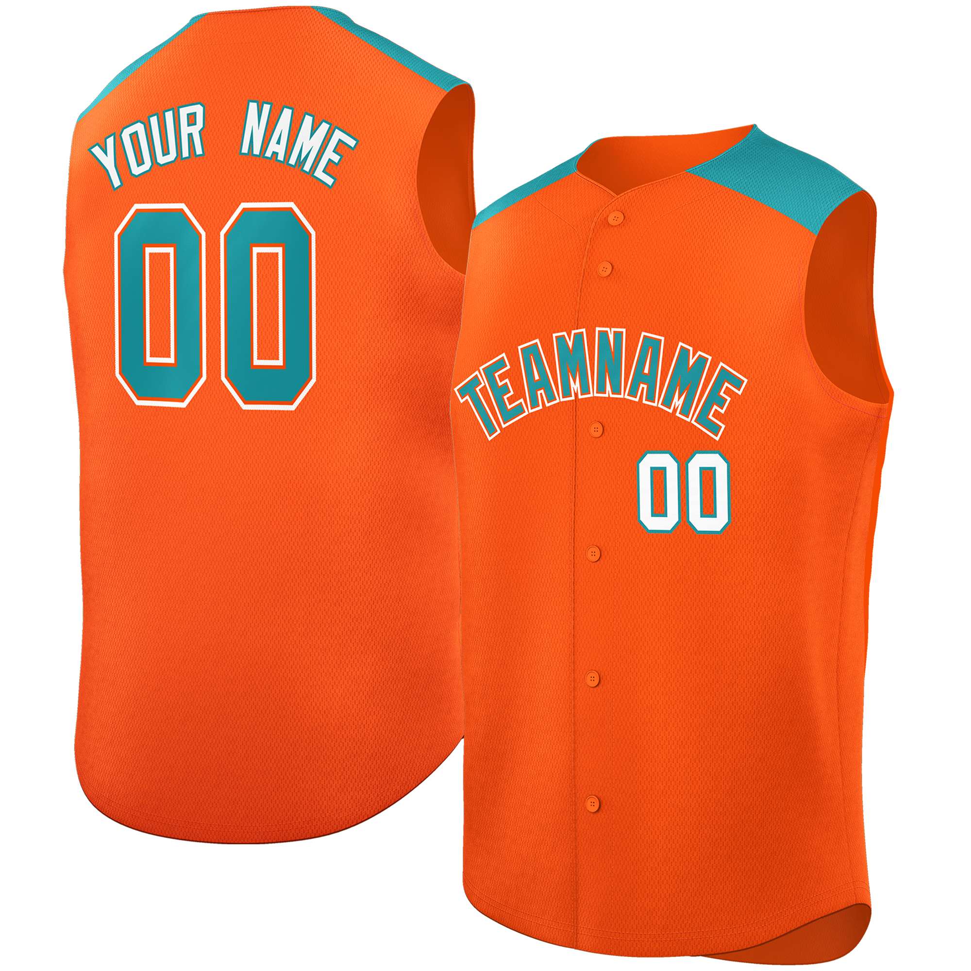 Custom Orange Aqua Personalized Classic Authentic Sleeveless Baseball Jersey