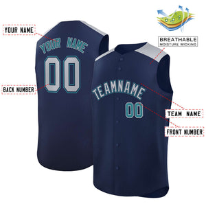 Custom Navy Gray Personalized Classic Authentic Sleeveless Baseball Jersey