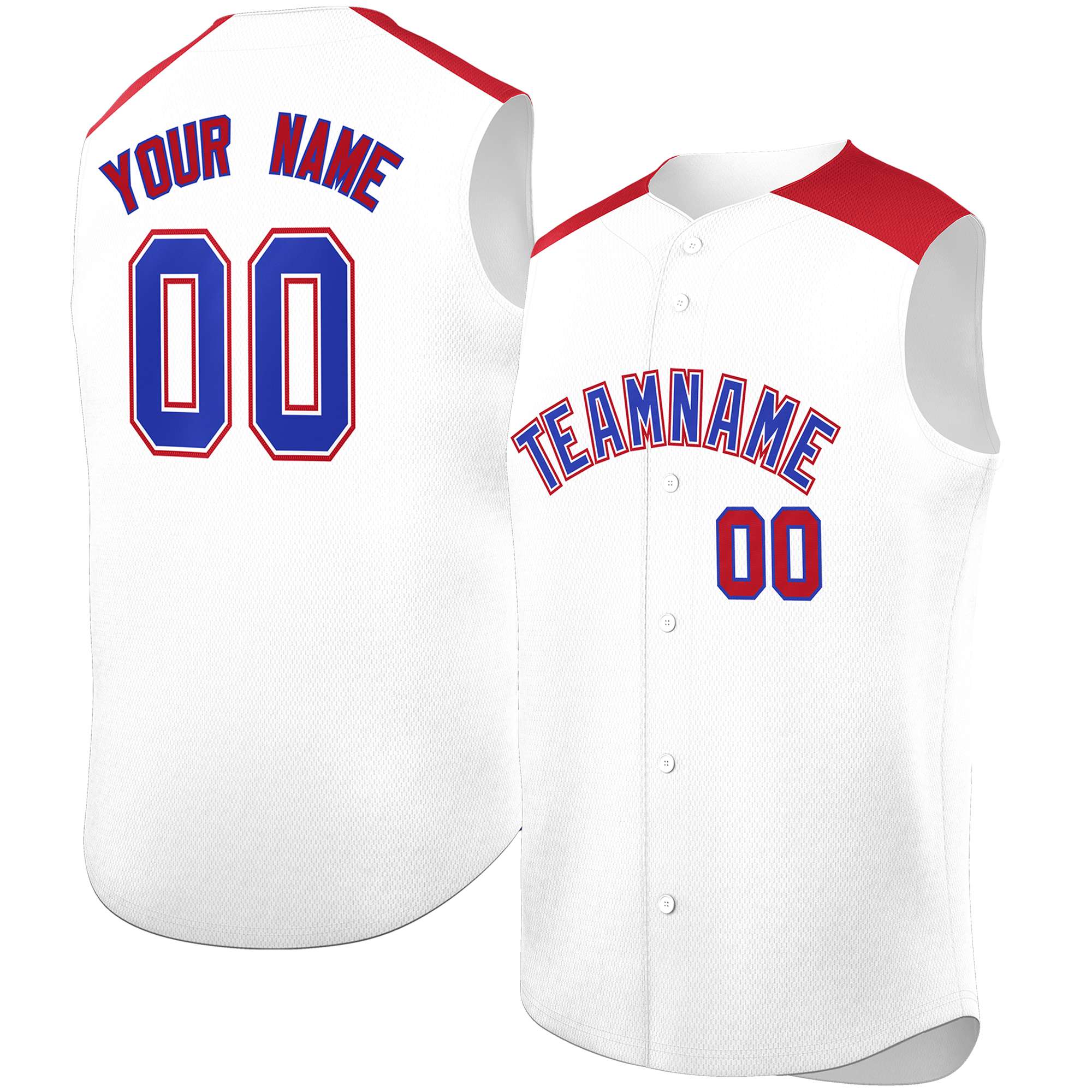 Custom White Red Personalized Classic Authentic Sleeveless Baseball Jersey