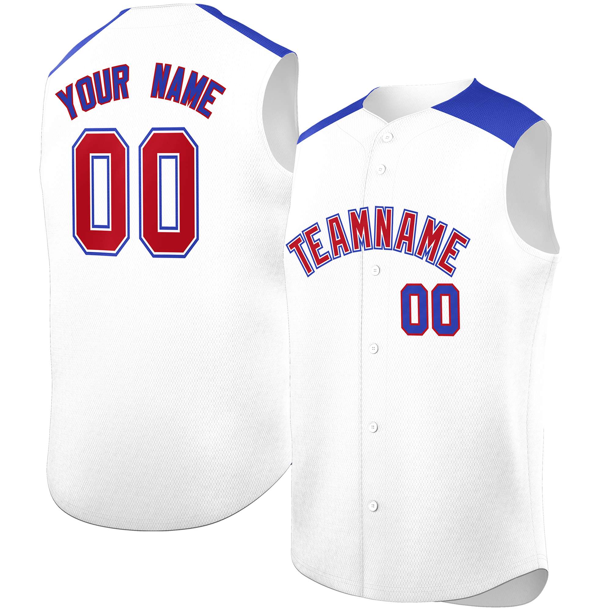 Custom White Royal Personalized Classic Authentic Sleeveless Baseball Jersey