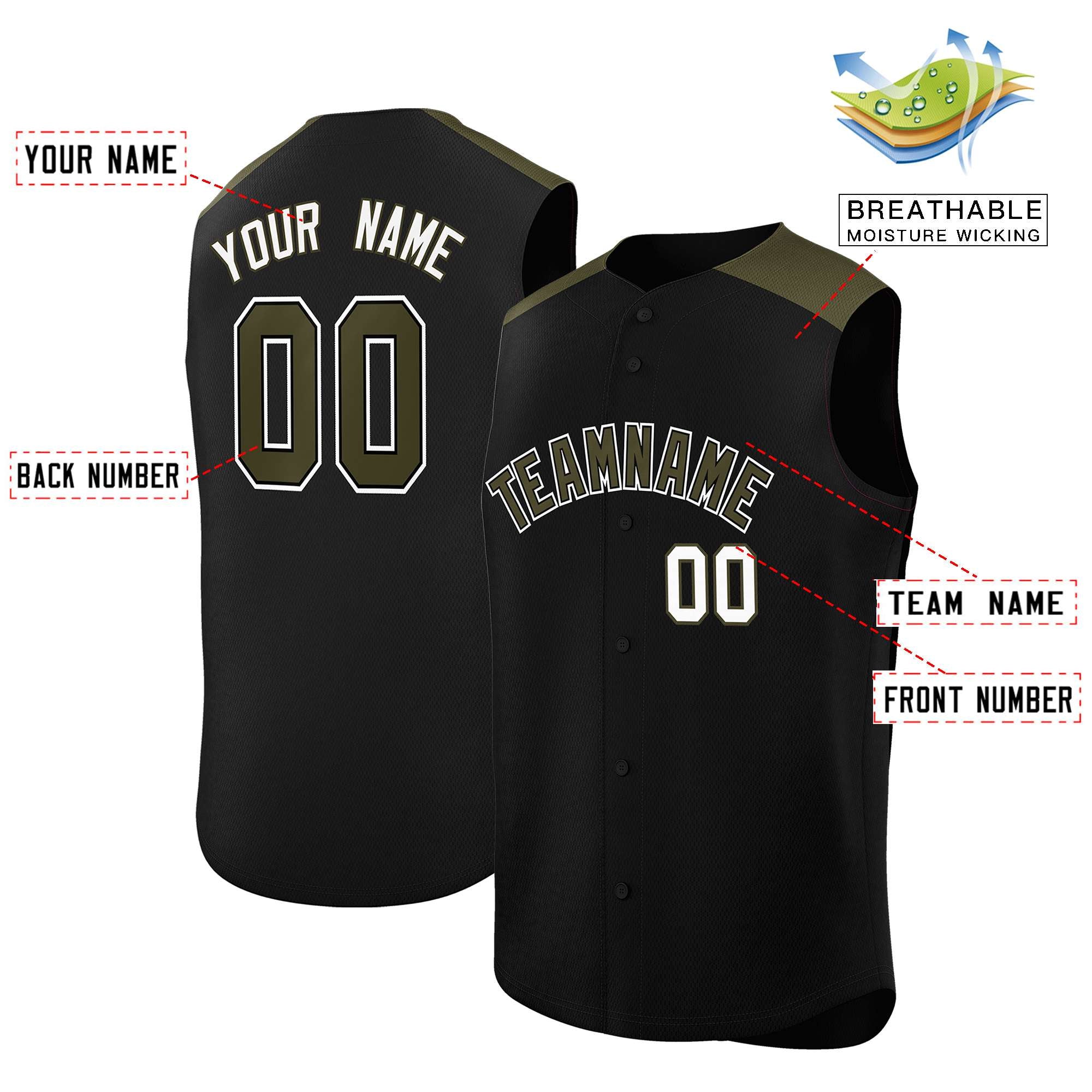 Custom Black Olive Personalized Classic Authentic Sleeveless Baseball Jersey