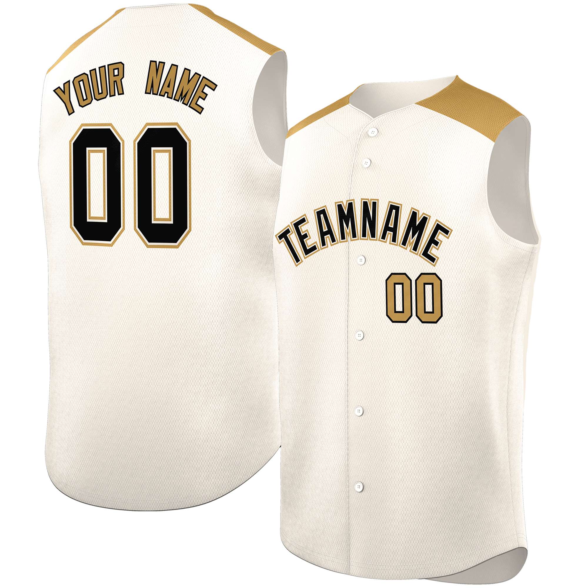 Custom Cream Old Gold Personalized Classic Authentic Sleeveless Baseball Jersey