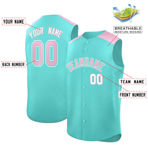 Custom Bright Green Light Pink Personalized Classic Authentic Sleeveless Baseball Jersey