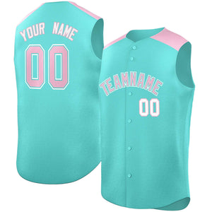 Custom Bright Green Light Pink Personalized Classic Authentic Sleeveless Baseball Jersey