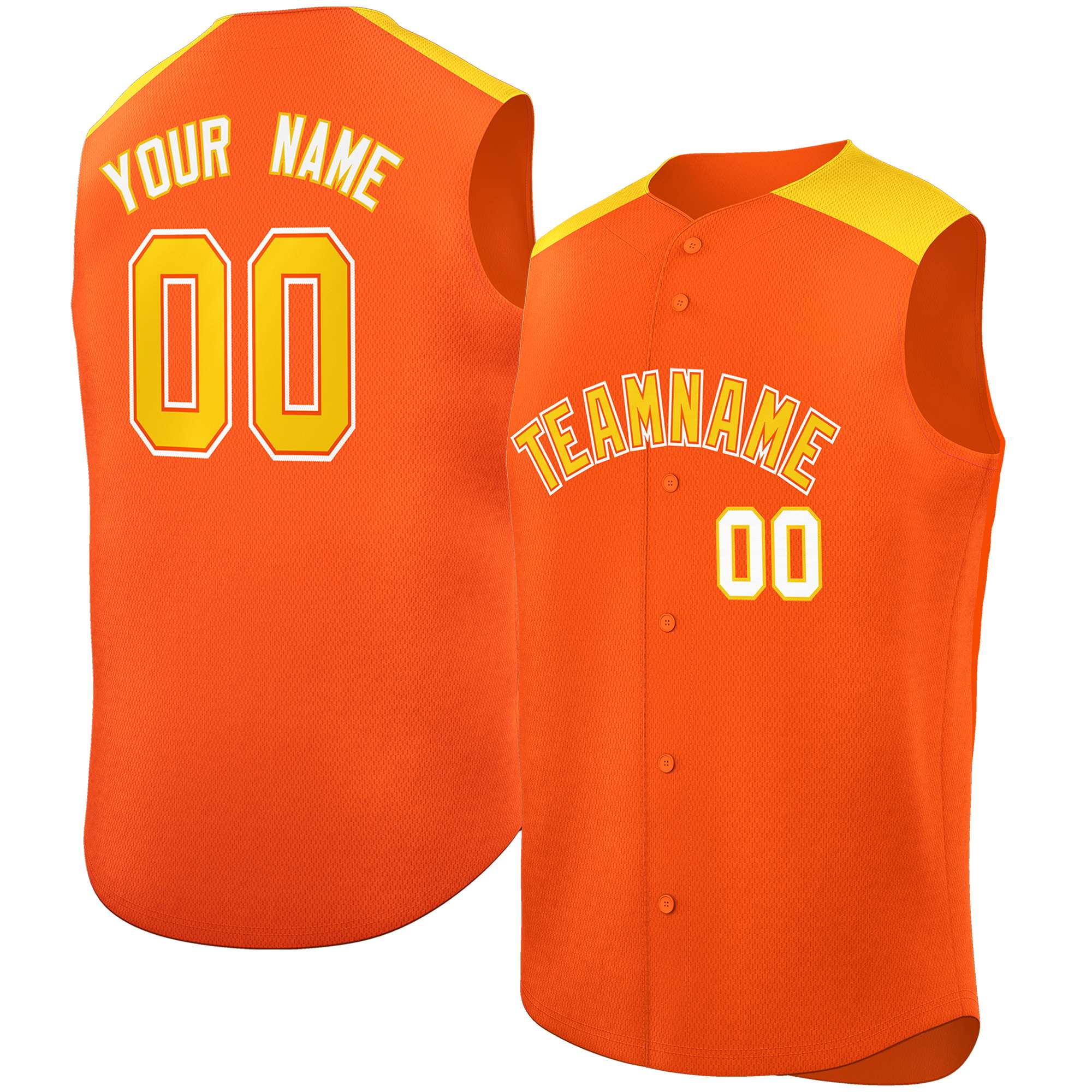 Custom Orange Gold Personalized Classic Authentic Sleeveless Baseball Jersey