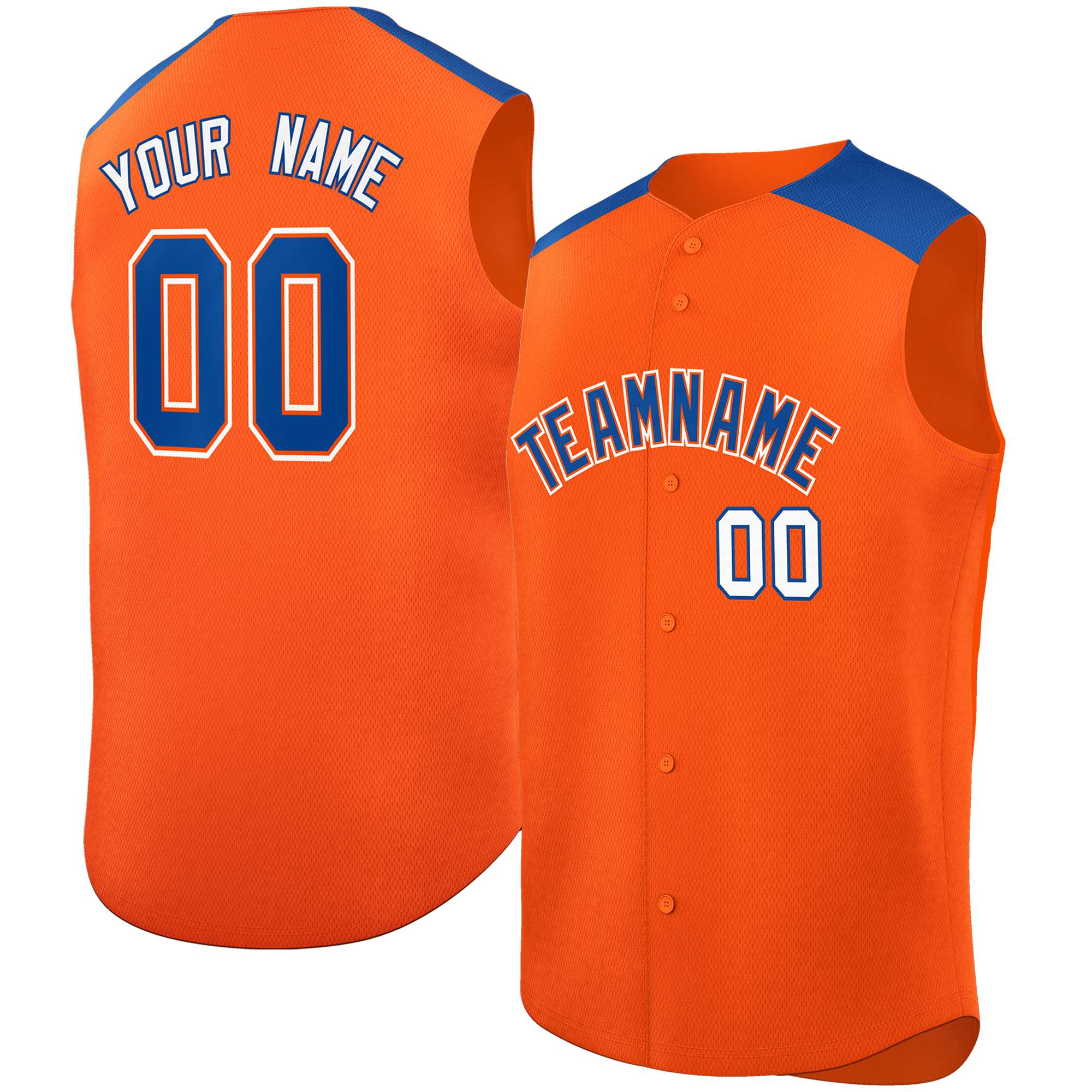 Custom Orange Royal Personalized Classic Authentic Sleeveless Baseball Jersey