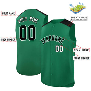 Custom Kelly Green Black Personalized Classic Authentic Sleeveless Baseball Jersey