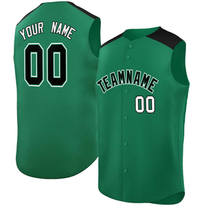 Custom Kelly Green Black Personalized Classic Authentic Sleeveless Baseball Jersey