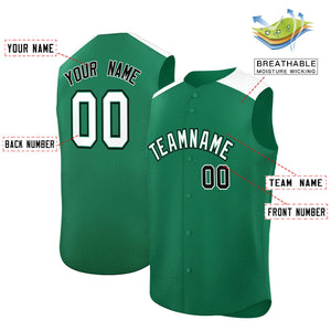 Custom Kelly Green White Personalized Classic Authentic Sleeveless Baseball Jersey