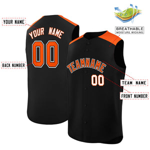 Custom Black Orange Personalized Classic Authentic Sleeveless Baseball Jersey