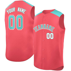 Custom Light Red Bright Green Personalized Classic Authentic Sleeveless Baseball Jersey