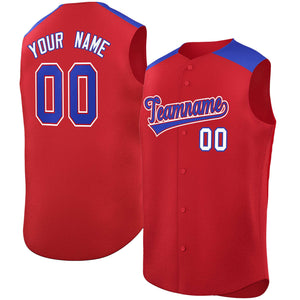 Custom Red Royal Personalized Classic Authentic Sleeveless Baseball Jersey