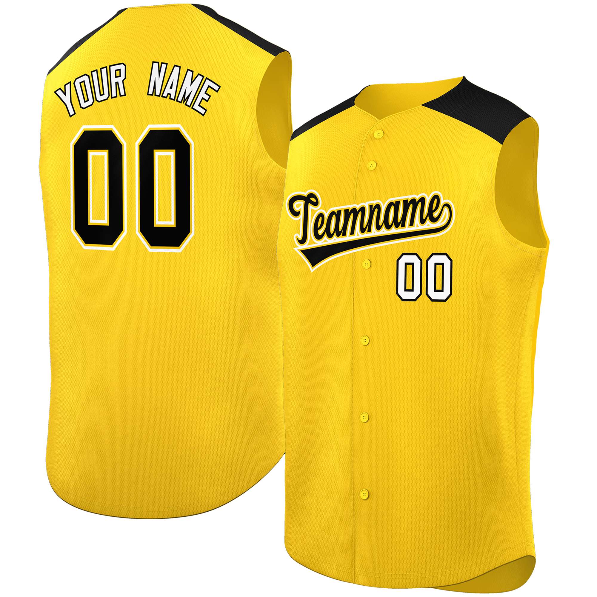 Custom Gold Black Personalized Classic Authentic Sleeveless Baseball Jersey