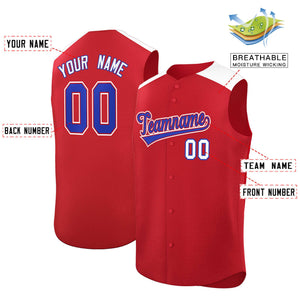 Custom Red White Personalized Classic Authentic Sleeveless Baseball Jersey