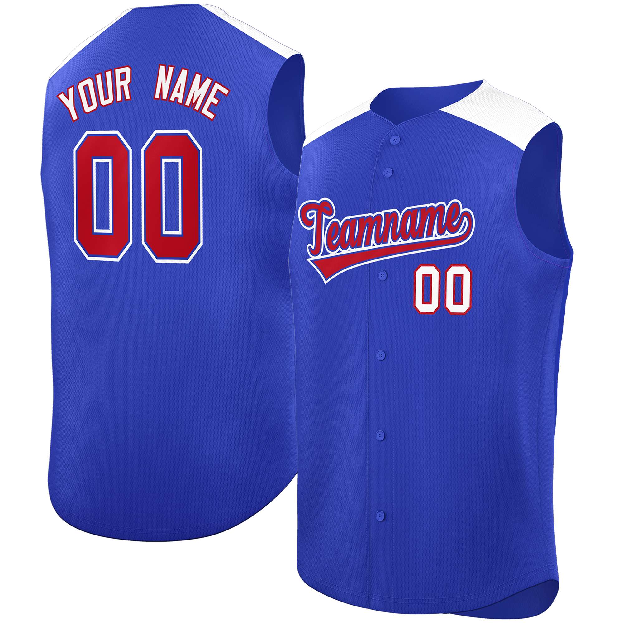 Custom Royal White Personalized Classic Authentic Sleeveless Baseball Jersey