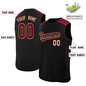 Custom Black Crimson Personalized Classic Authentic Sleeveless Baseball Jersey