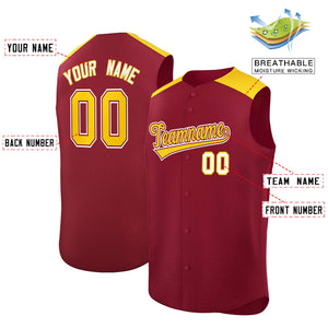 Custom Crimson Gold Personalized Classic Authentic Sleeveless Baseball Jersey