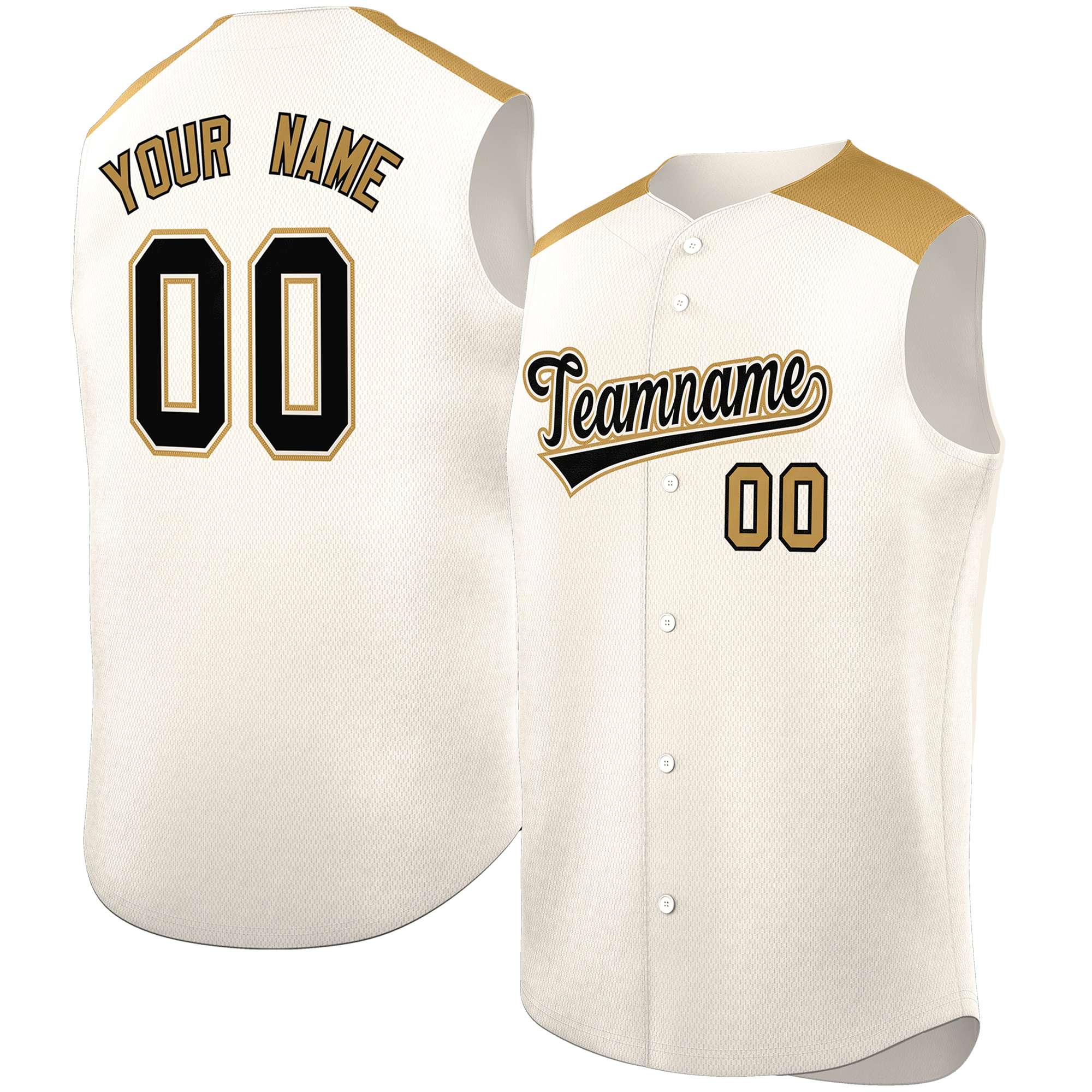 Custom Cream Old Gold Personalized Classic Authentic Sleeveless Baseball Jersey