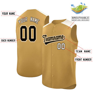 Custom Old Gold Cream Personalized Classic Authentic Sleeveless Baseball Jersey