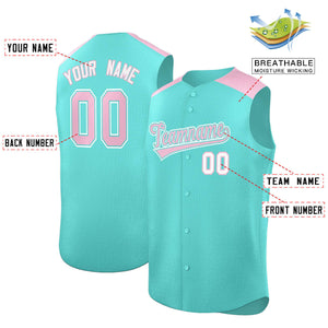 Custom Bright Green Light Pink Personalized Classic Authentic Sleeveless Baseball Jersey